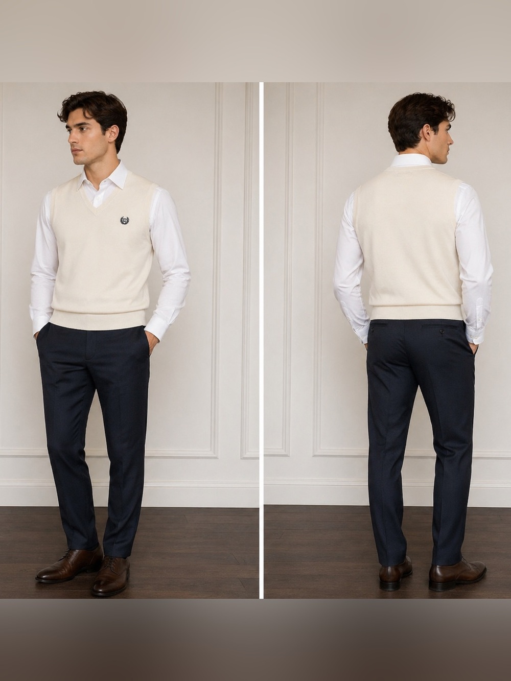 NWOT Chaps Men's V-Neck Cream Sweater Vest